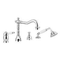 OXFORD См-ль на борт ванны моноком., на 4 отв., ручка белая, хром