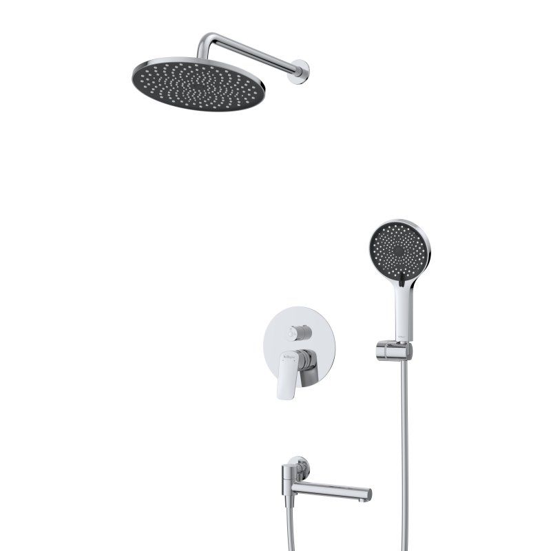 MARINO Душевой комплект встраиваемый с изливом (смеситель встраиваемый, верхний душ, ручной душ со шлангом, штуцер с держателем),хром MARINO-VDSET-CRM, артикул MARINO-VDSET-CRM