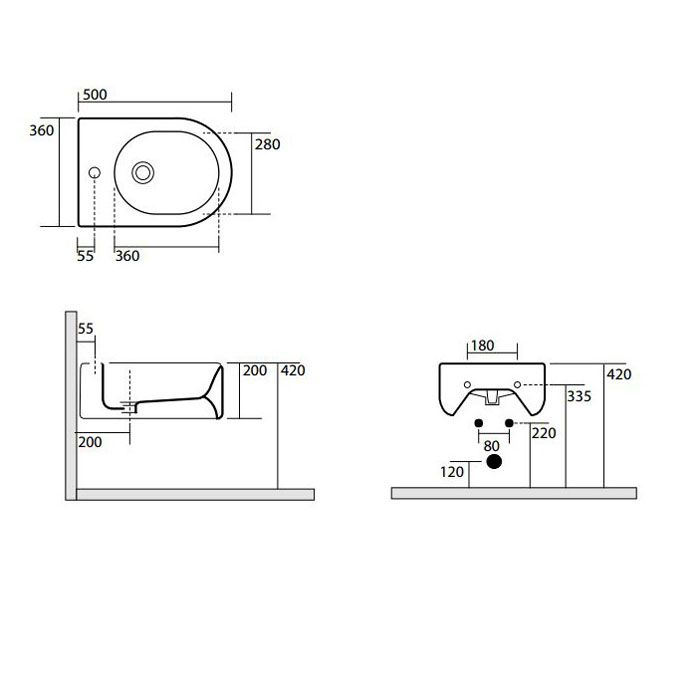 Kerasan Flo биде подвесное с 1отв под смеситель, цвет белый