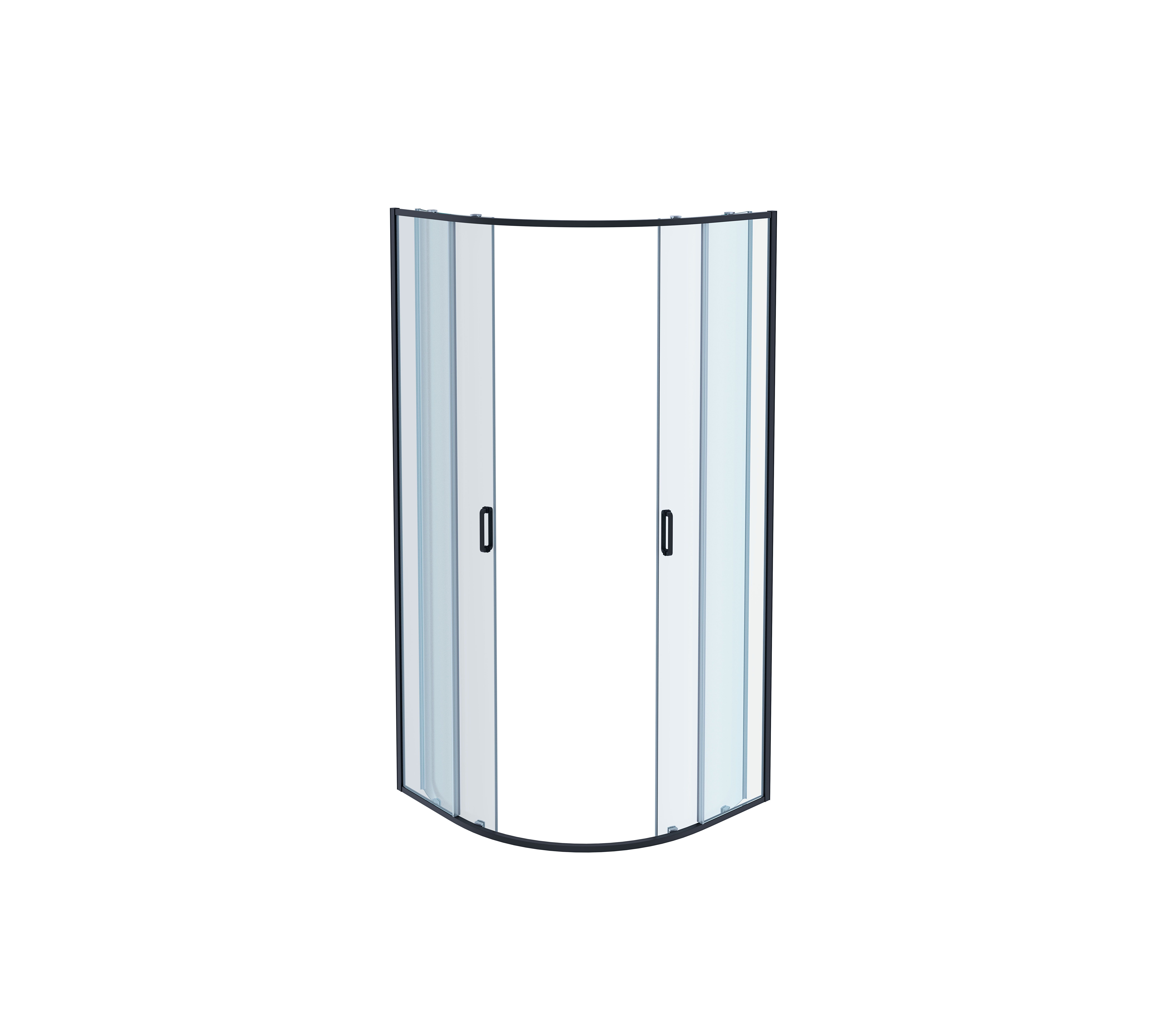 AQ ARI RO 09020BL Душевой уголок 1/4 круга, двери раздвижные 900x900x2000, профиль черный, стекло прозрачное AQ ARI RO 09020BL Душевой уголок 1/4 круга, двери раздвижные 900x900x2000, профиль черный, стекло прозрачное