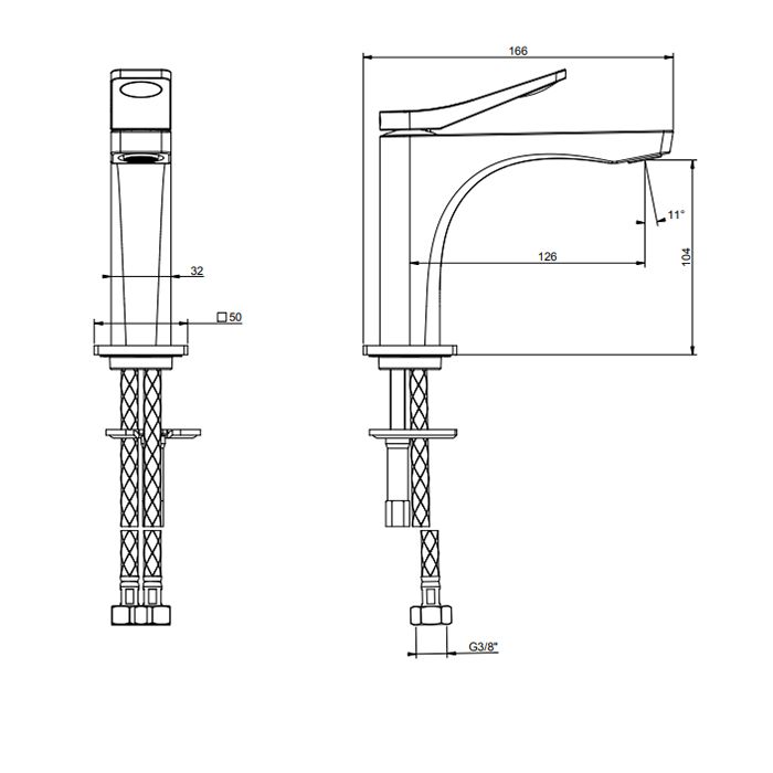 GESSI Rilievo Смеситель для раковины на 1 отв. без донного клапана  h=153мм, излив 126мм , цвет: nero XL