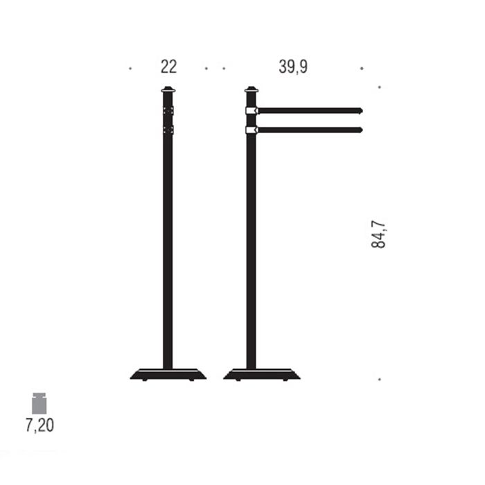 Colombo Hermitag Стойка с 2-мя полотенцедержателями, напольная, h:84,7см, цвет: античная бронза Colombo Hermitag Стойка с 2-мя полотенцедержателями, напольная, h:84,7см, цвет: античная бронза
