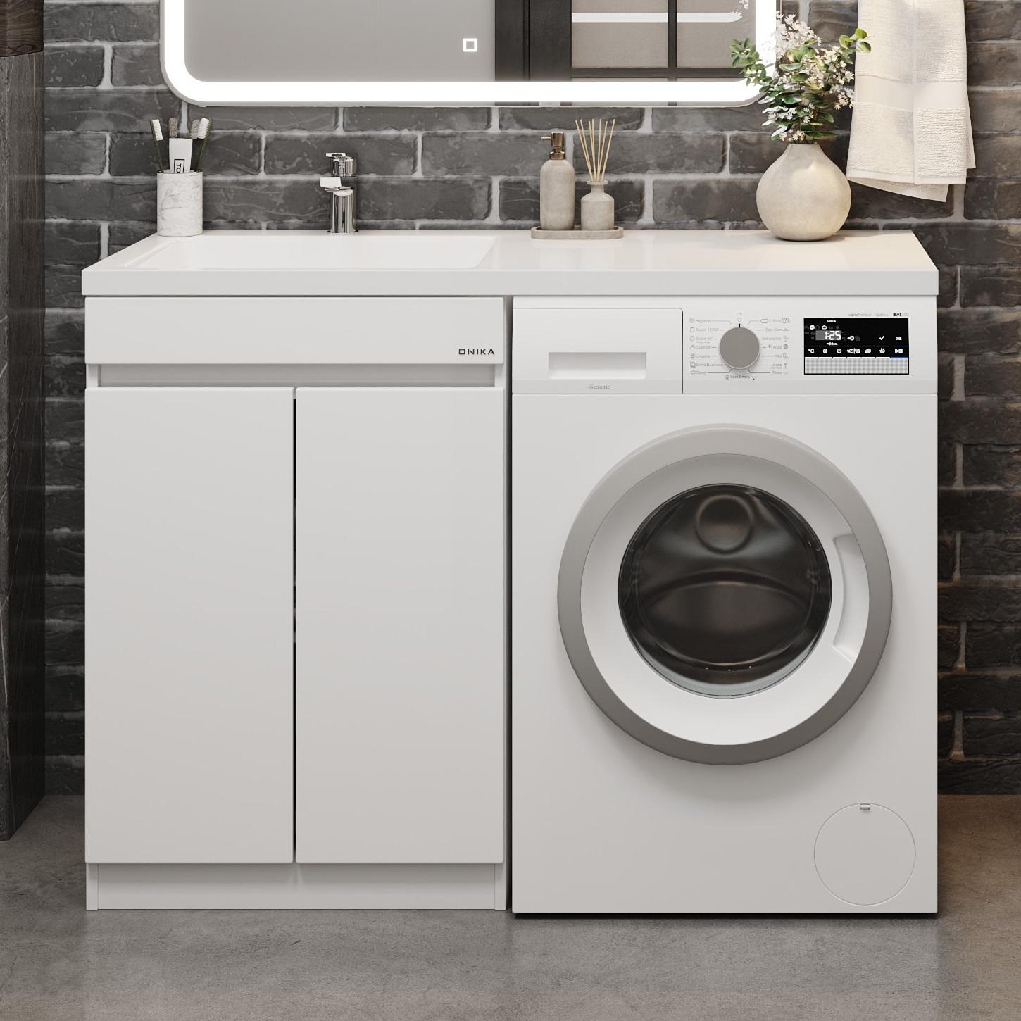 Тумба Onika Милтон Нова 58 напольная под стиральную машину, белая (ум. Kamilla 120/Марсал 120)