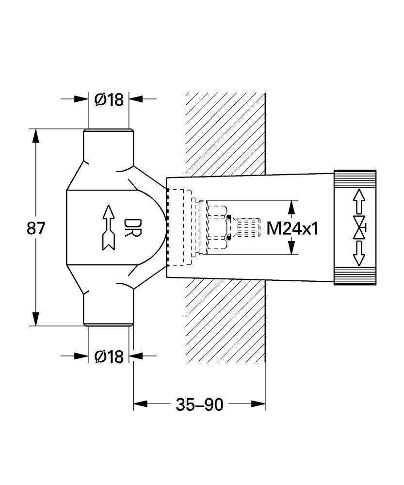 Встраиваемая часть вентиля GROHE, для пайки O18 мм, латунь (29803000) Встраиваемая часть вентиля GROHE, для пайки O18 мм, латунь (29803000)