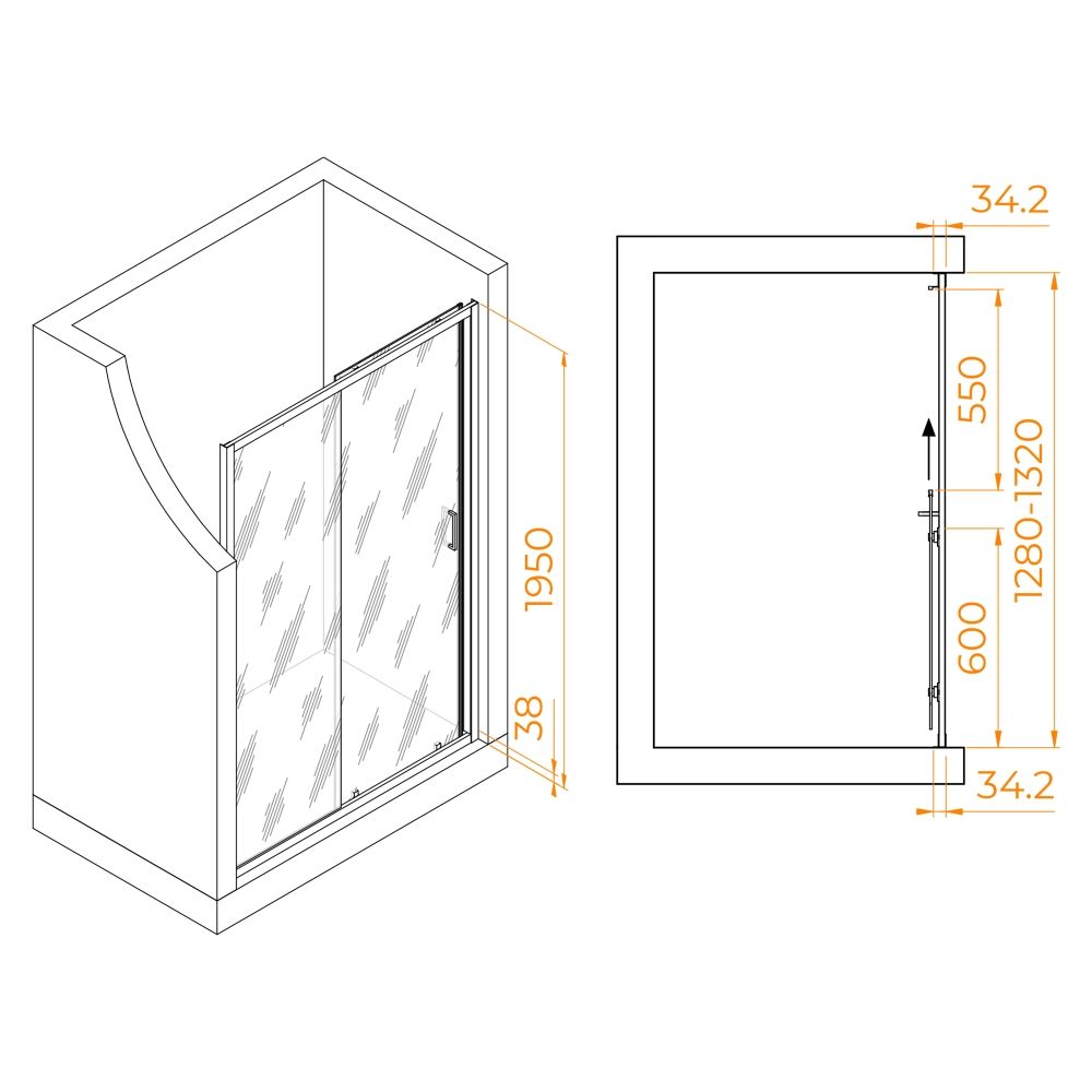 Душевая дверь RGW PA-14Gr (Прозрачное, 1300)