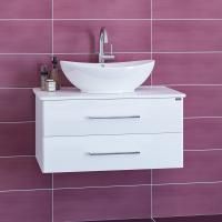 Тумба под раковину Санта Вегас 80 см, 226015л, 2 ящика, со столешницей, подвесная, белый  (ум. Гамма 56)