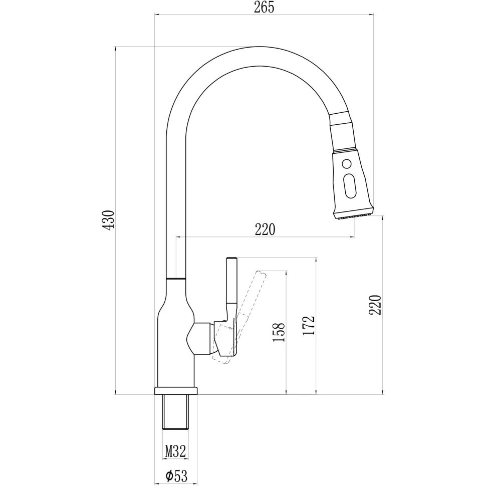 Смеситель для кухни Savol S-002804A, хром, артикул S-002804A