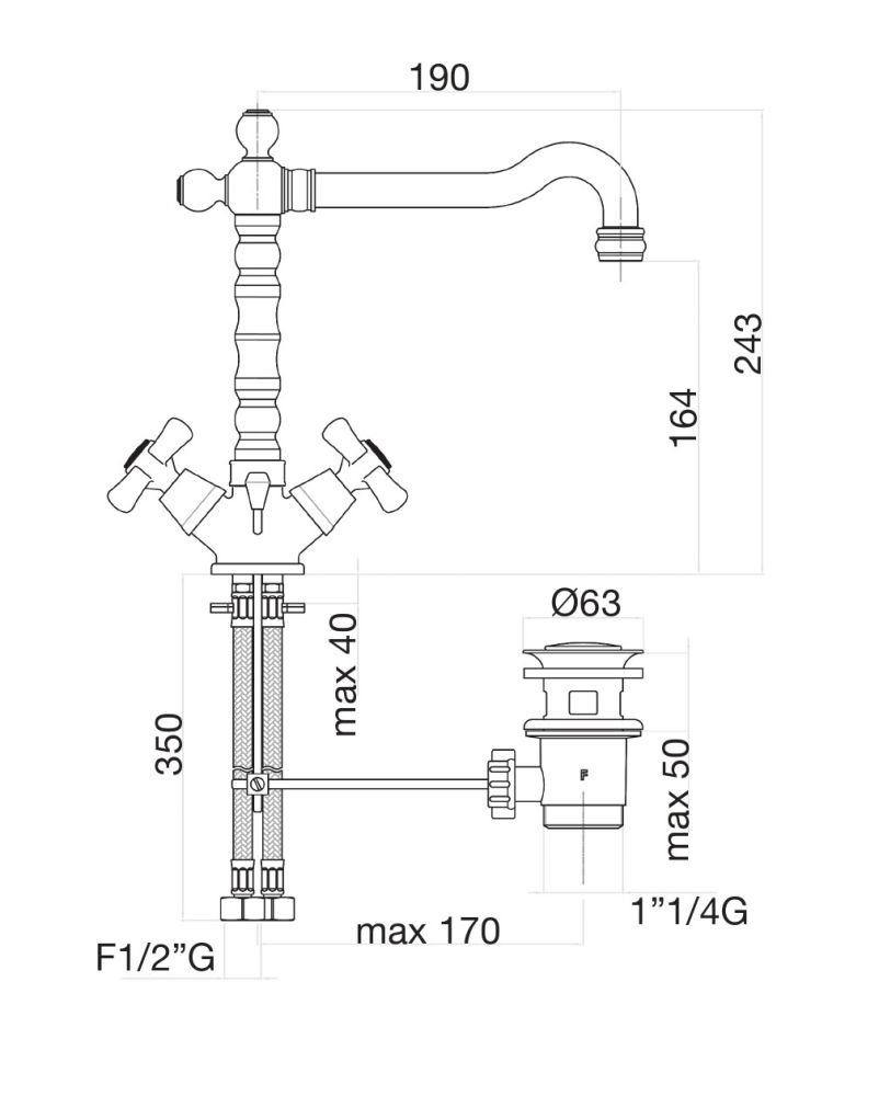 Смеситель для раковины Fiore MARGOT 26OO0625, золото, артикул 26OO0625