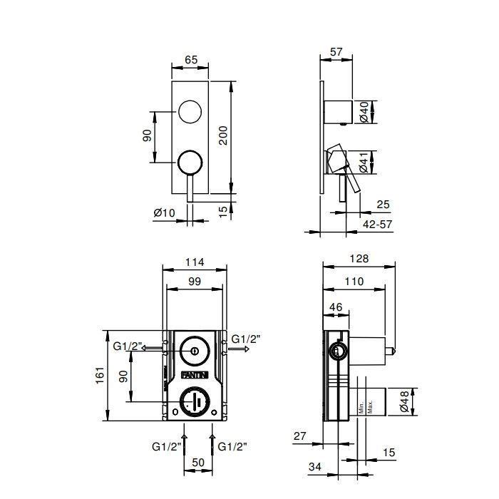 Fantini NOSTROMO Встраиваемый Смесители для душа наружная часть, цвет хром
