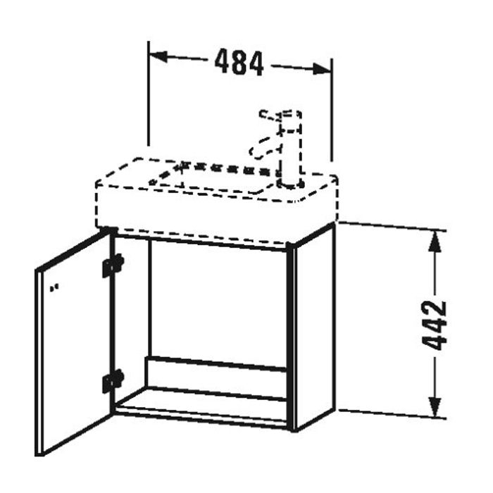 Duravit Brioso Тумба подвесная под раковину 484х239х442 мм,с 1 дверкой петли слева L, цвет орех натуральный 79 (для 072450), артикул BR4051L1079