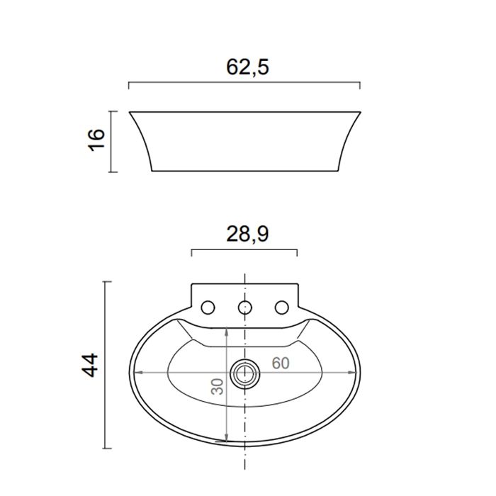OASIS CALLA Раковина 625х440х160 мм., для установки на столешницу, с 3 отверстиями для смесителя, цвет белый OASIS CALLA Раковина 625х440х160 мм., для установки на столешницу, с 3 отверстиями для смесителя, цвет белый