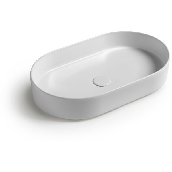 White Ceramic Blade, накладная овальная раковина 60x36x12h см, цвет белый глянцевый
