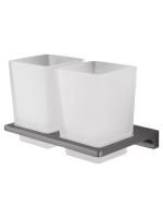 Два стакана для зубных щеток с держателем WONZON & WOGHAND ECLIPSE, Темный графит (WW-9128-GM)