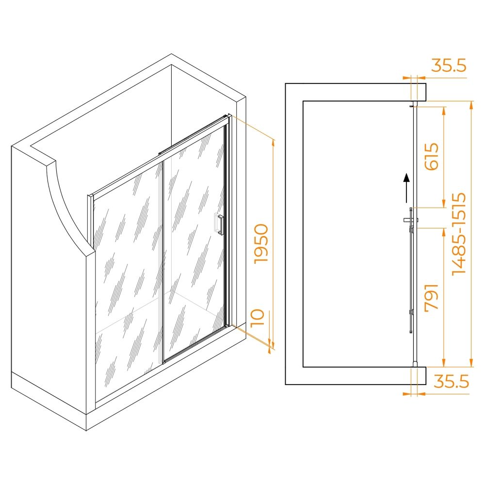 Душевая дверь RGW PA-017 (Матовое-Сатинат, 1500)