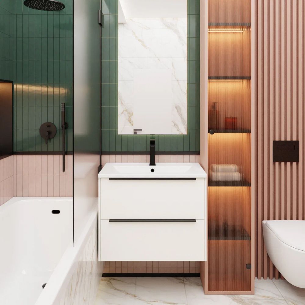 Тумба под раковину подвесная La Fenice Tesoro FNC-01-TES-PB-100-2, белый, артикул FNC-01-TES-PB-100-2