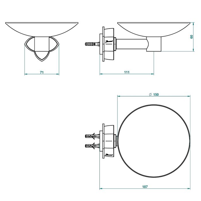 THG PETALE DE CRISTAL CLAIR LISERE DORE Мыльница металлическая ø150 мм., подвесная, цвет полированное золото