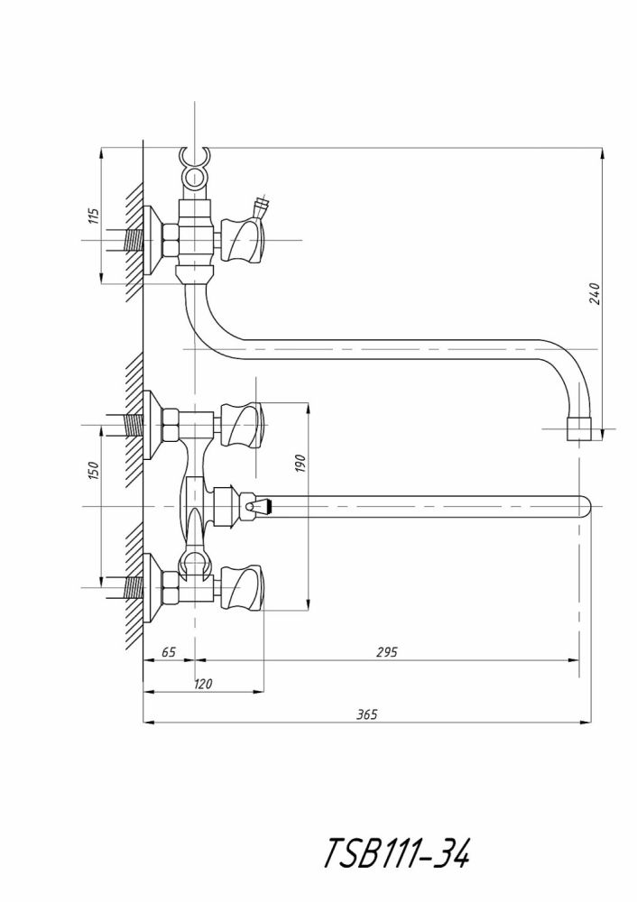 Смеситель для ванны с душем TSARSBERG (TSB-111-34) тип См-ВУДРНШлА, артикул TSB-111-34