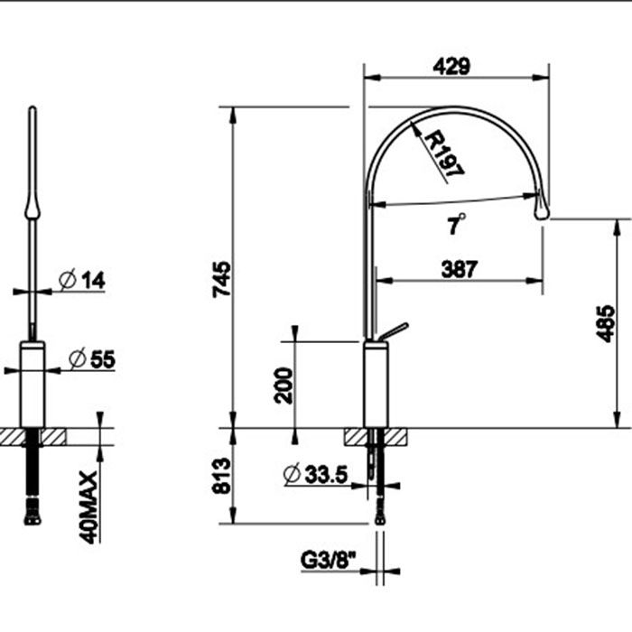Gessi Goccia Смеситель для раковины на 1 отверстие, высокий, излив 387мм R=197, цвет: белый Gessi Goccia Смеситель для раковины на 1 отверстие, высокий, излив 387мм R=197, цвет: белый