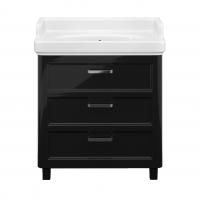 Тумба POMPEI напольная с ящиками 80, черная глянцевая