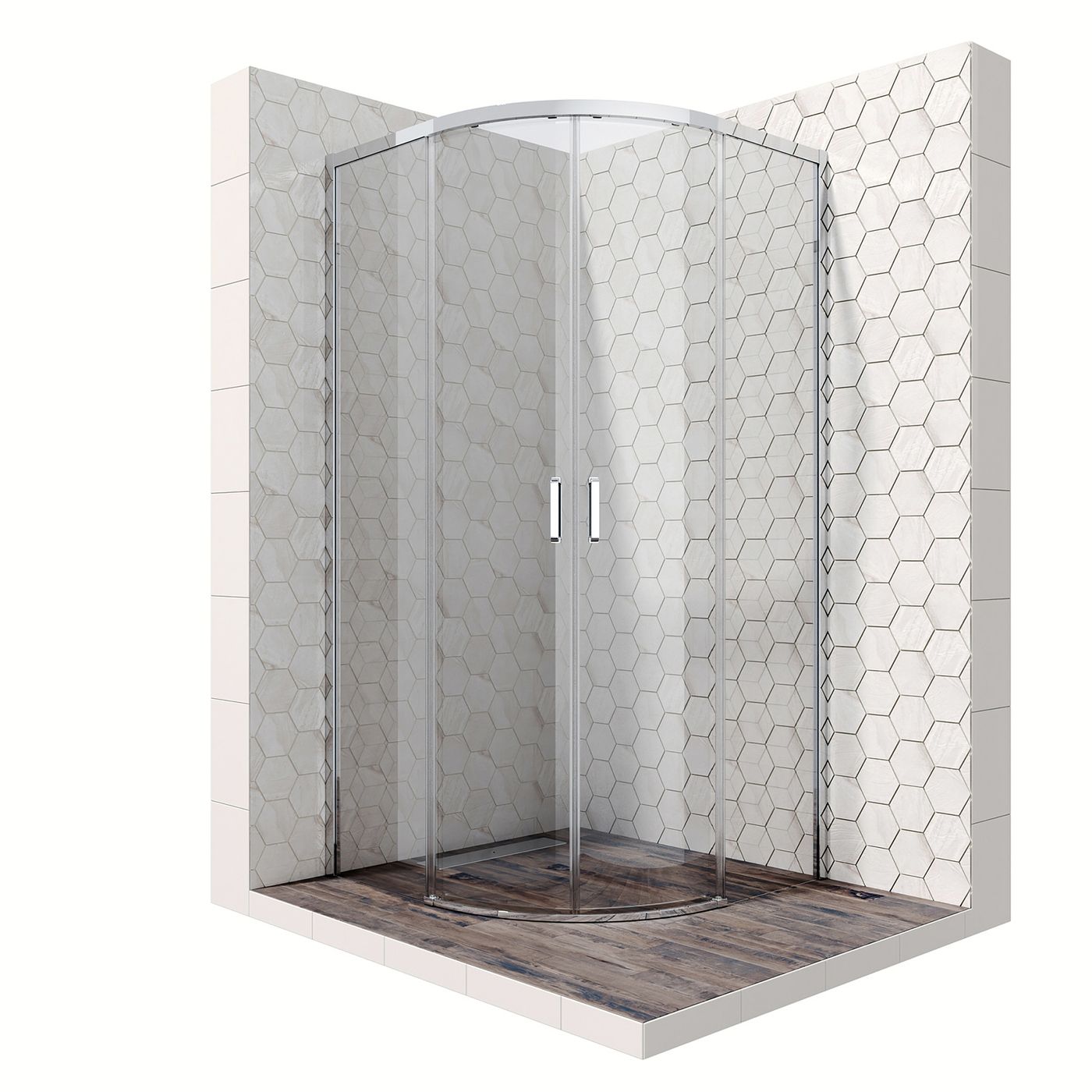 Душевой уголок Ambassador Queen 11011101-ST1, полукруглый, линейный трап, 90х90