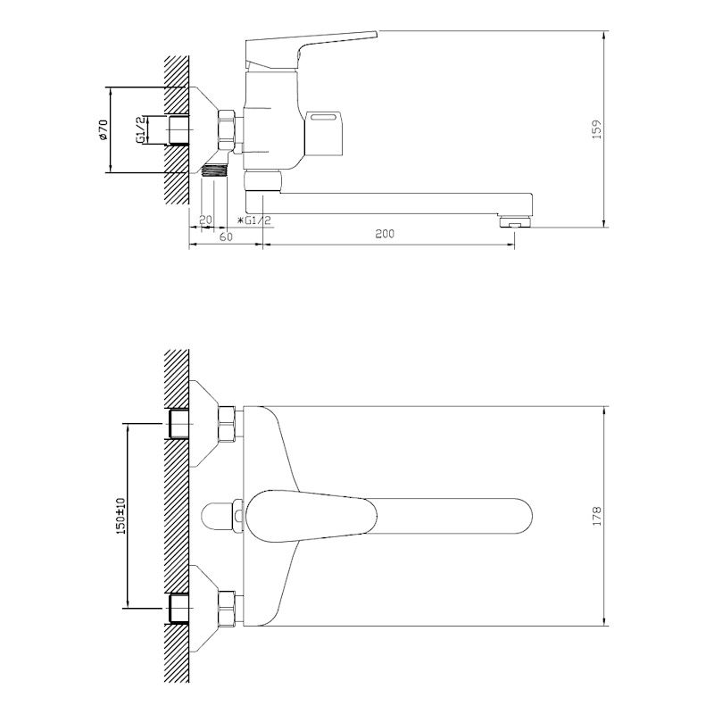 Смеситель для ванны VODA SPL30, хром, артикул SPL30