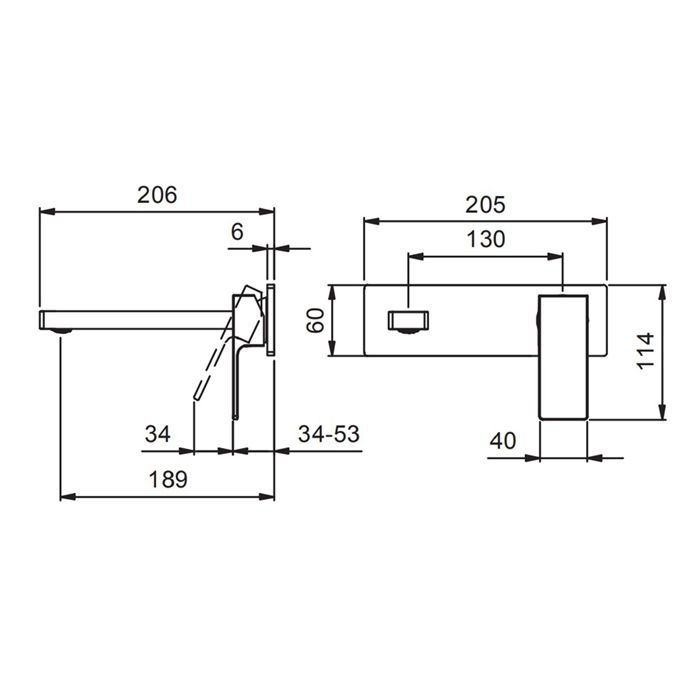 FANTINI MINT Смеситель для раковины, встраиваемый, на 2 отв, без донного клапана, излив 190мм (наружняя часть), цвет: хром