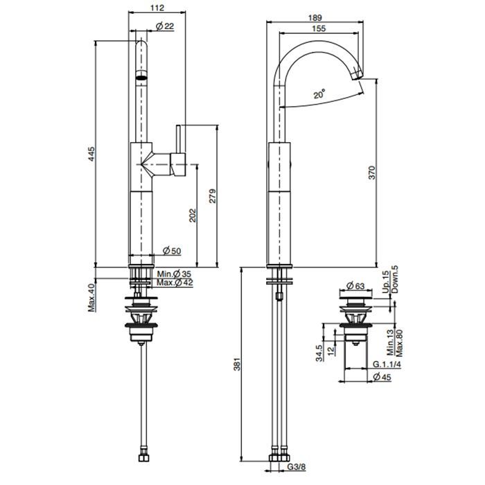 FIMA|Carlo Frattini Spillo Up Смеситель для раковины, вращающийся излив, с донным клапаном click-clack, цвет хром FIMA|Carlo Frattini Spillo Up Смеситель для раковины, вращающийся излив, с донным клапаном click-clack, цвет хром