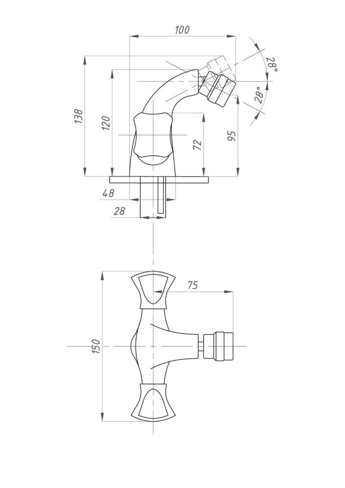 Смеситель для биде ПСМ-Профсан ПСМ-930-38 КВАДРО тип См-БдДЦБА, артикул PSM-930-38