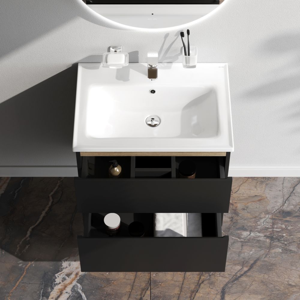 M85AFHX0652BM X-Joy, База под раковину, подвесная, 65 см, 2 ящика, черный матовый M85AFHX0652BM X-Joy, База под раковину, подвесная, 65 см, 2 ящика, черный матовый