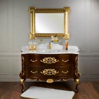 VIRGINIA База L139xH82xP59 см. 2 выдв.ящика, цвет: Орех темн. глянцевый/декор золото, ручки золото