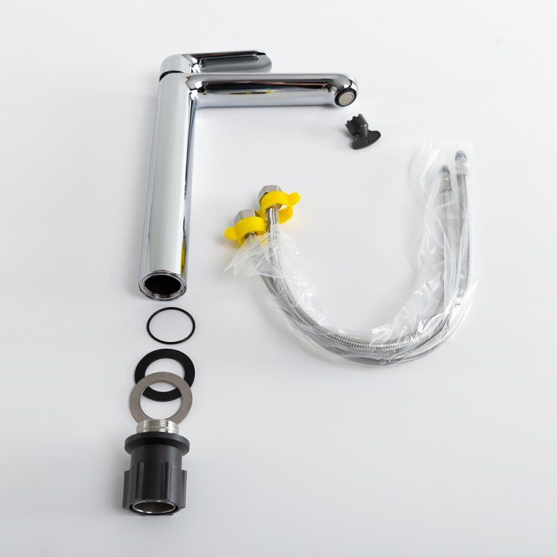 STYLUS-LC-01-W0 Смеситель для накладной раковины однорычажный, без донного клапана, хром, артикул STYLUS-LC-01-W0