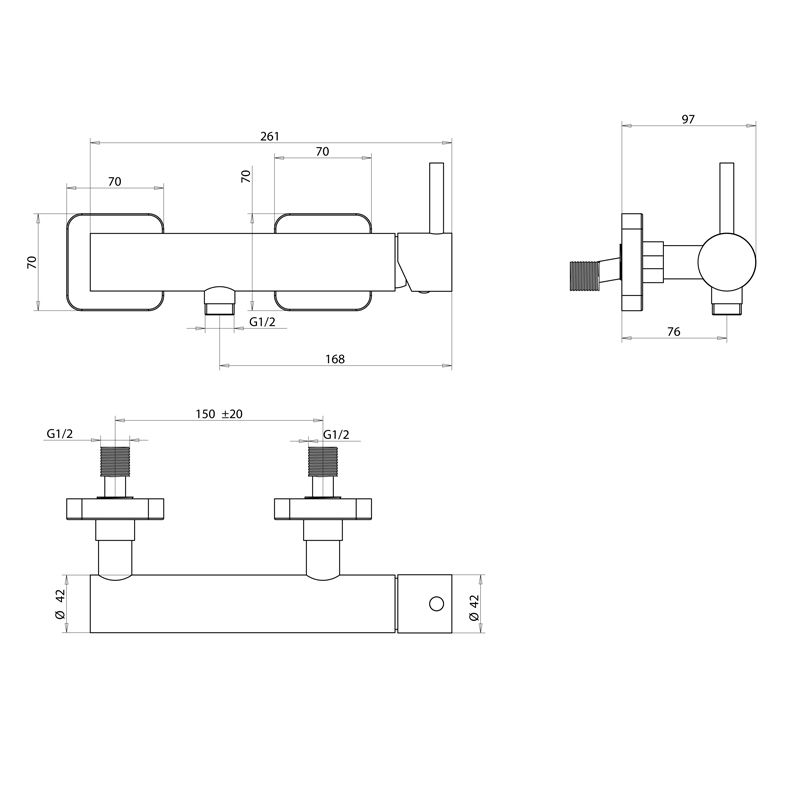 Bongio T-Square Смеситель для душа, цвет хром