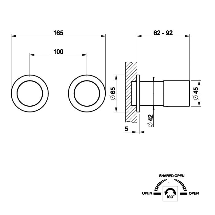 Gessi Habito Внешная часть встраиваемого  смесителя для душа на 2 позиции, цвет: Brushed Brass PVD