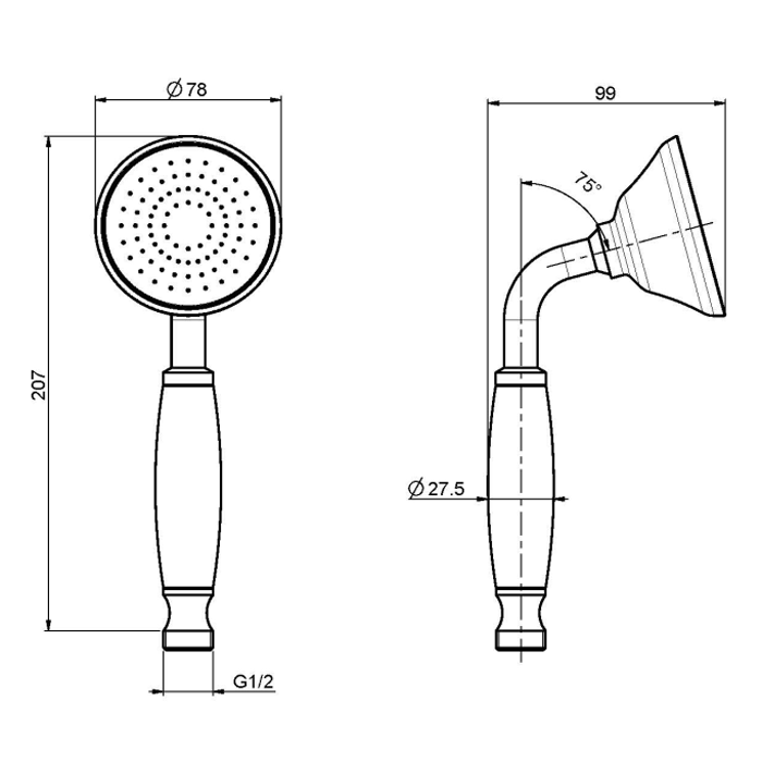FIMA|Carlo Frattini Wellness Ручной душ из латуни, с белой керамической ручкой, цвет бронза