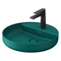 Duravit Vitrium Раковина накладная круглая 460мм, из DuroCast UltraResist-композит, без перелива с полкой с 1 отв для смес-ля , Цвет аквамарин матовый