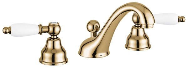 Emmevi Deco Ceramic, двухрычажный смеситель для раковины (излив 13 см), на 3 отверстия, с донным клапаном, цвет бронза