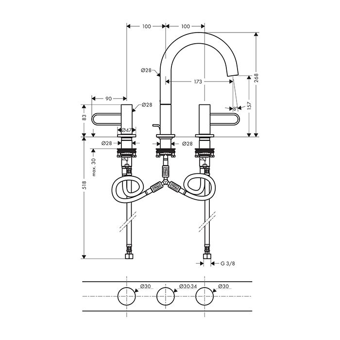 AX Uno Смеситель для раковины 200, цвет шлифованная бронза AX Uno Смеситель для раковины 200, цвет шлифованная бронза
