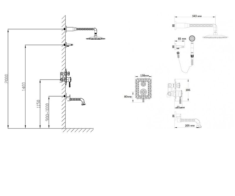 Душевая система Bronze de Luxe Windsor 10137R Бронза