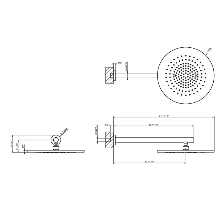 GESSI 316 Душевая головка шарнирная для настенного крепления на 1/2", Ø350мм, цвет warm bronze brushed pvd