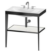 Duravit XViu Консоль напольная, 850x800x480мм с полкой, с раковиной без перелива, 3 отв., цвет: black matt/white  high gloss lacquer Duravit XViu Консоль напольная, 850x800x480мм с полкой, с раковиной без перелива, 3 отв., цвет: black matt/white  high gloss lacquer