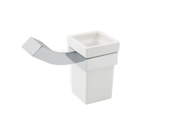 Stil Haus Fluid, настенный керамический стакан, цвет хром - белая керамика