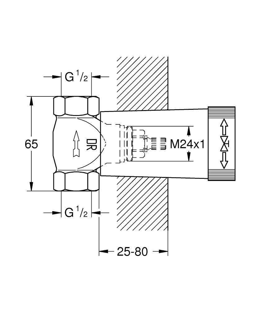 Встраиваемая часть вентиля GROHE, резьба 1/2 , латунь (29800000) Встраиваемая часть вентиля GROHE, резьба 1/2 , латунь (29800000)