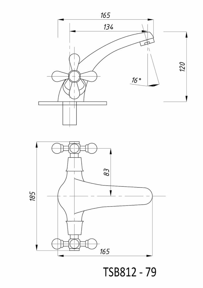 Смеситель для раковины TSARSBERG (TSB-812-79) тип См-УмДЦБА, артикул TSB-812-79