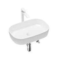 Комплект 5 в 1 Lavinia Boho Bathroom Sink Slim 21510043, накладная фарфоровая раковина 54 см, смеситель, латунный сифон, донный клапан quick-clac, угловые вентили 2 шт.