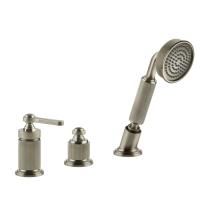 GESSI VENTI20 Смеситель для установки на борт ванны на 3 отверстия, однорычажный, без излива, с ручным душем и шлангом 1500 мм., цвет Finox Brushed Ni