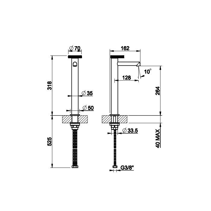 Gessi Anello Смеситель для раковины высокий с коротким изливом. Без донного клапана, цвет: хром Gessi Anello Смеситель для раковины высокий с коротким изливом. Без донного клапана, цвет: хром