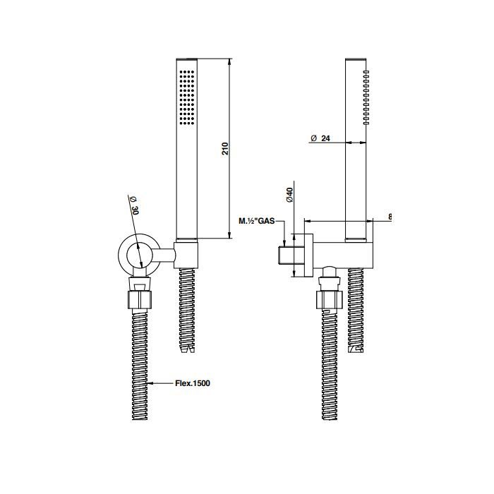 Bongio Ручной душ с гибким шлангом 1500 мм, цвет Terra di Toscana