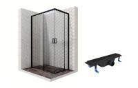 Душевой уголок Ambassador Queen Black 11011205L-ST2, прямоугольный, линейный трап, 120х80