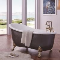 Акриловая ванна SSWW PM718A 170х80 Черная ножки и смеситель Хром