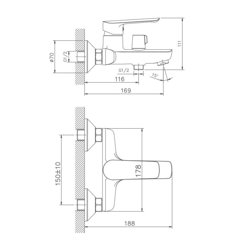 Смеситель для ванны Haiba HB60198, хром